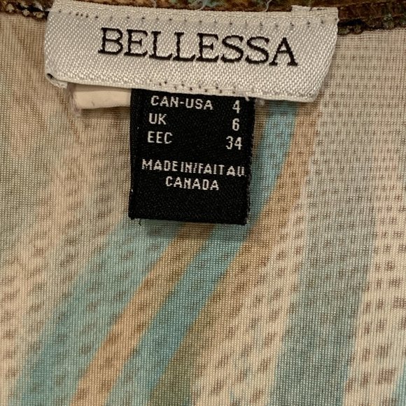 Bellessa Stretch Top V-Neck Ruched Top Womens Sz 4 - Picture 4 of 9